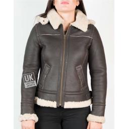 Womens Sheepskin Flying Jacket – Detach Hood – Lana - Matt Brown