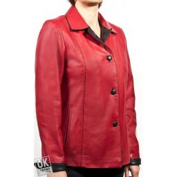 Women's Red Leather Jacket - Plus Size - Cameo - Front