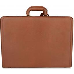 Expandable Tan Leather Briefcase - Cleveland - Front