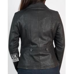 Womens Black Nubuck Leather Blazer - Vintage Matt - Back