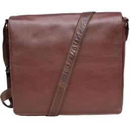 Brown Leather Messenger Bag - Trudea - Front (Shut)