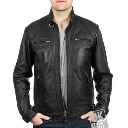 Men's Leather Biker Jacket in Black - Lancer - Main