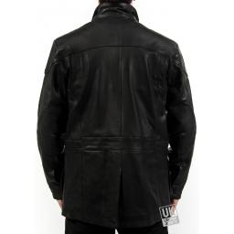 Men's Vintage Racing Leather Jacket in Black Cow Hide - Plus Size - Farley - Rear