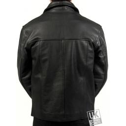 Men's Black Cow Hide Leather Jacket -  Plus Size - Harrington - Back