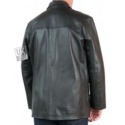 Men's Black Cow Hide leather Jacket - Hip Length- Kirkwood - Back