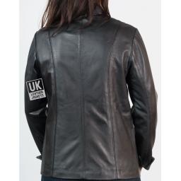 Ladies Black Leather Jacket - Ariel - Back