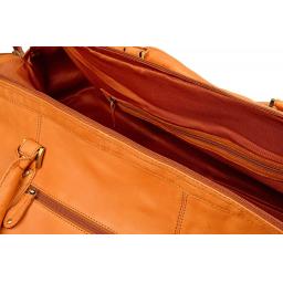 Large 24" Tan Leather Travel Holdall Bag - Boone - Interior