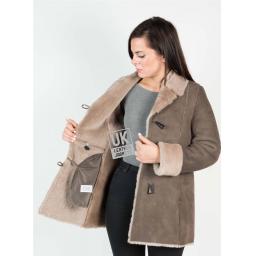 Womens Grey Shearling Sheepskin Jacket - 3/4 Length - Verity - Wool Interior