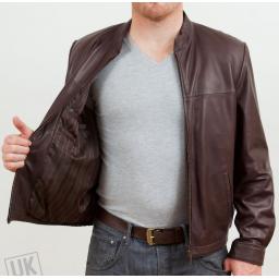 Men's Brown Leather Jacket - McQueen - Lining