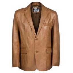 Men's 2 Button Tan Leather Blazer - Custom Tailored