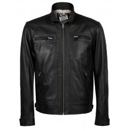Men's Leather Biker Jacket in Black - Lancer