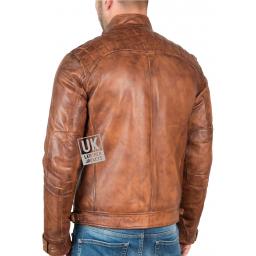 Mens Vintage Tan Leather Jacket - Kendal - Back