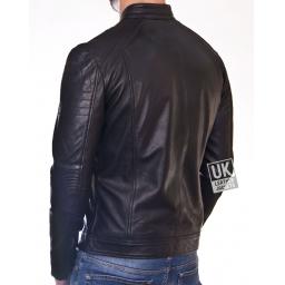 Men's Black Leather Jacket - Titanium - Back