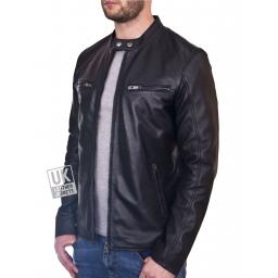 Mens Leather Jacket - Monaco - Black or Brown -  Front