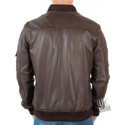 Men's Leather Bomber Jacket in Brown - MA-1 - Back