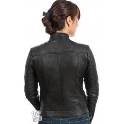 Ladies Black Leather Jacket - Lima - Rear