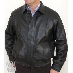 Men's Black Leather Jacket - Plus Size - Oregon - Cover