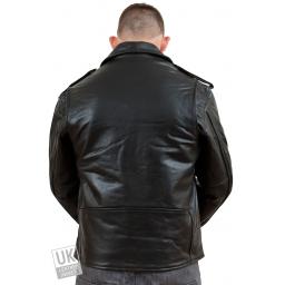 Men's Black Leather Biker Jacket in Cow Hide - Harley - Rear