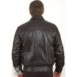 Men's Brown Leather Jacket - Hudson - Rear