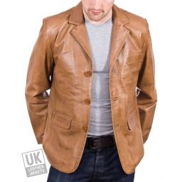 Men's Black Leather Blazer - Grosvenor - Plus Size - Main