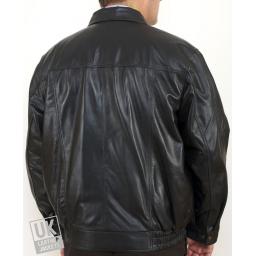 Men's Black Leather Jacket - Magnum - Rear