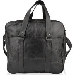 Black Leather Travel Bag - Agnelli - Front