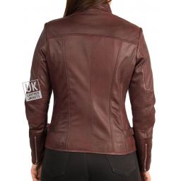 Women's Burgundy Leather Jacket - Lucille