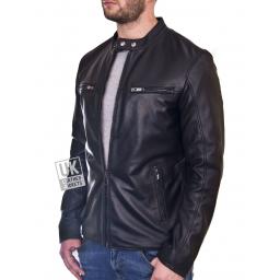 Mens Leather Jacket - Monaco - Black or Brown - Side