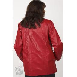 Ladies Red Leather Coat Jacket - Aurora - Rear