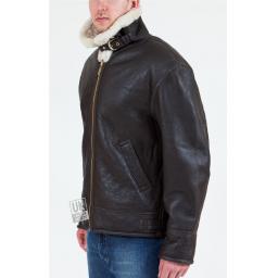 Men's Shearling Sheepskin Flying Jacket - Atlas - Cream Wool - Collar