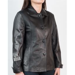 Ladies Black Leather Jacket - Side