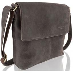 Antique Matt Brown Leather Messenger Bag - Burford - Front Side On