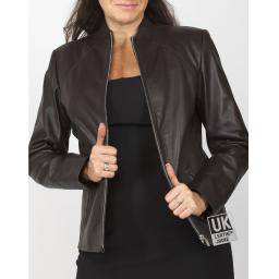 Women's Brown Leather Jacket - Liberty - Front