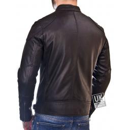 Mens Black Leather Jacket - Theo - Back