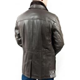 Men's Vintage Racing Leather Jacket - Brown Nappa - Turin - Back