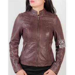 Womens Burgundy Wine Leather Jacket - Danielle - Womens Burgundy Wine Leather Jacket - Dana