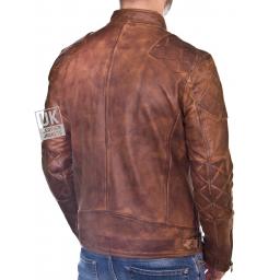 Mens Vintage Tan Leather Jacket - Corado - Back