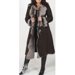 Finest Womens 7/8 Toscana Lambskin Coat in Brown - Lexia - Front