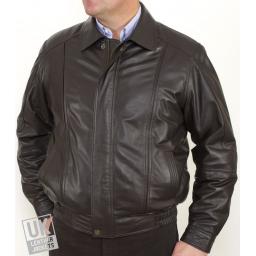 Men's Brown Leather Jacket - Plus Size - Oregon - Cover
