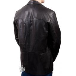 Men's Black Leather Blazer - Grosvenor - Plus Size - Back