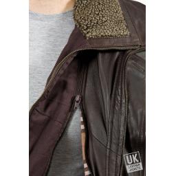 Men's Leather Coat in Brown - Elswick - Detachable fleece