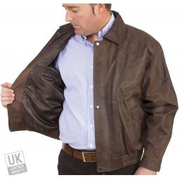 Men's Brown Nubuck Leather Jacket - Magnum - Lining