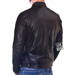 Men's Black Leather Biker Jacket - Phoenix - Back