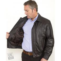 Men's Brown Leather Jacket - Plus Size - Oregon - Lining