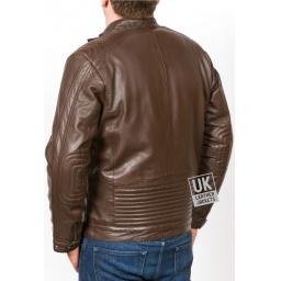 Mens Brown Leather Jacket - Helium - Back
