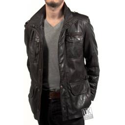 Vintage Black Nappa Leather Jacket - Keswick - Plus Size - Front Open