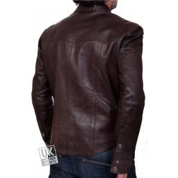 Men’s Brown Leather Shirt - Farrell - Regular Fit - Back