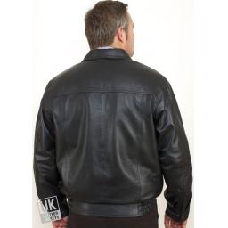 Men's Black Leather Jacket - Plus Size - Oregon - Rear