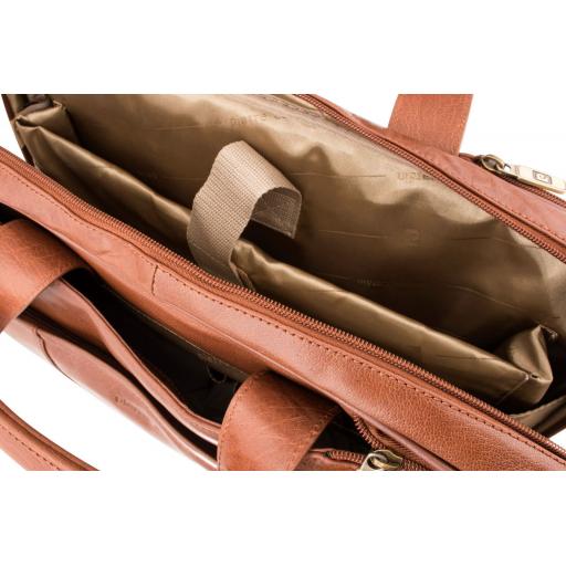 Tan Leather Satchel - Asquith by Pierre Cardin - Interior