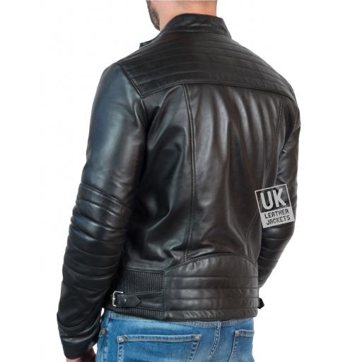 Mens Black Leather Jacket - Epoch - Back